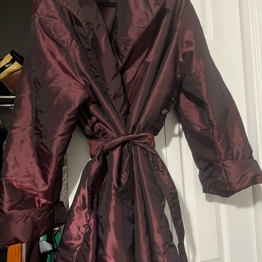 Newport News Deep Wine Satin all weather jacket